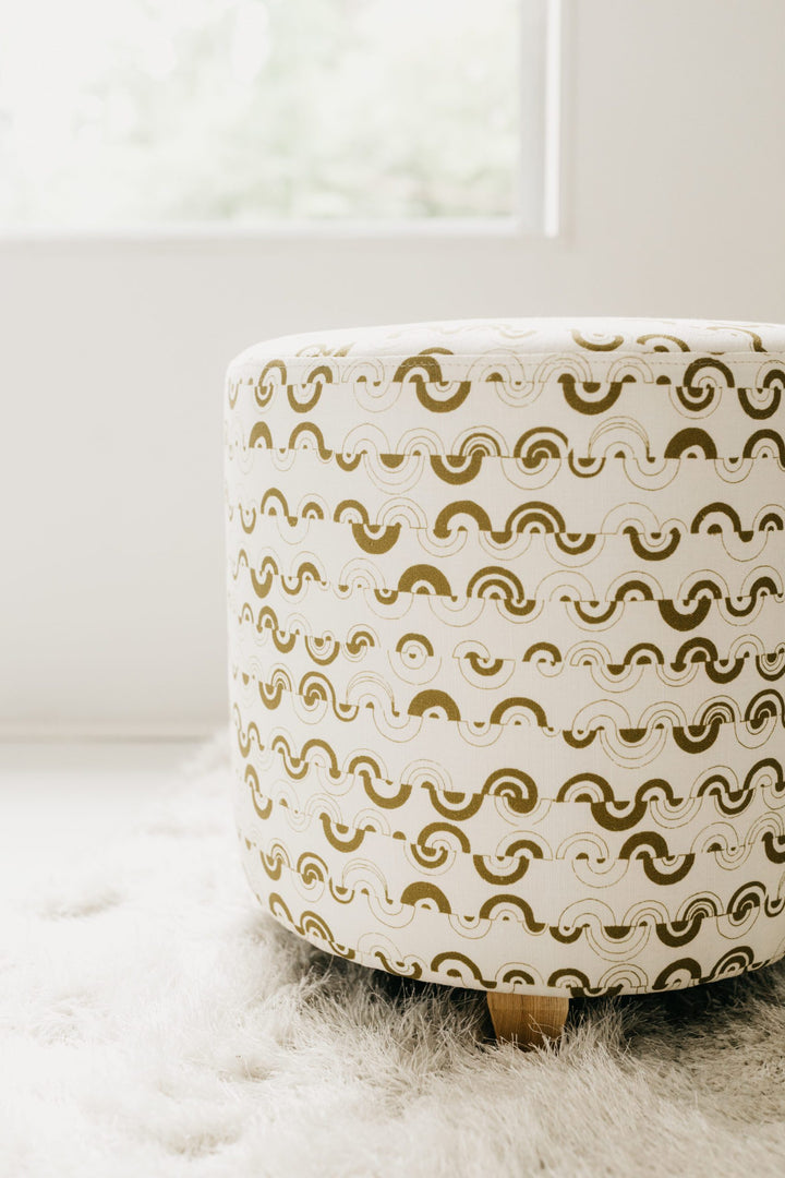 Ortega in Halcyon Large Round Ottoman - at300nelson