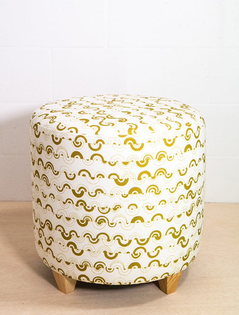 Ortega in Halcyon Large Round Ottoman - at300nelson