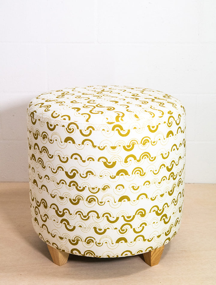 Ortega in Halcyon Large Round Ottoman - at300nelson