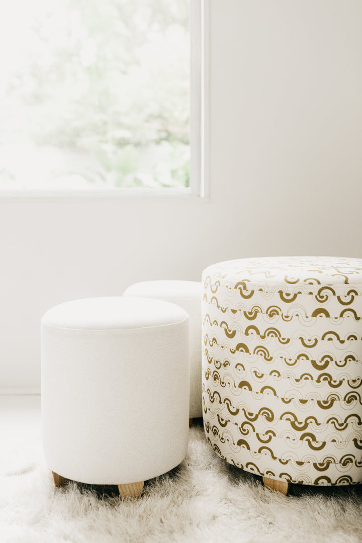 Ortega in Halcyon Large Round Ottoman - at300nelson